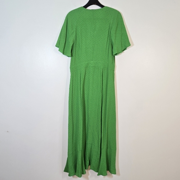 Whistles Green Micro Spot Button Midi Dress 10 - Picture 7 of 10